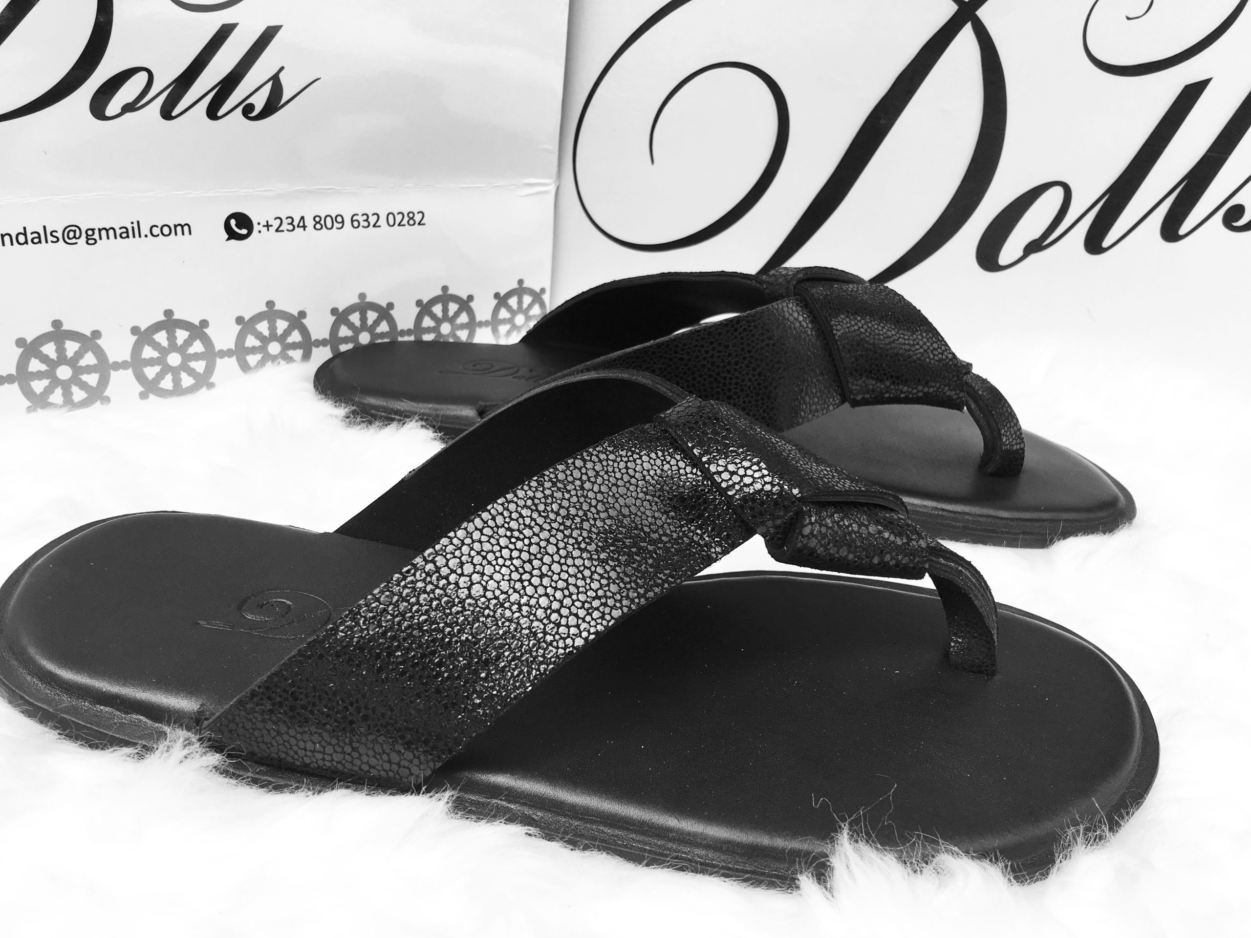 picture of an embossed leather sandal for men by Dolls leather products