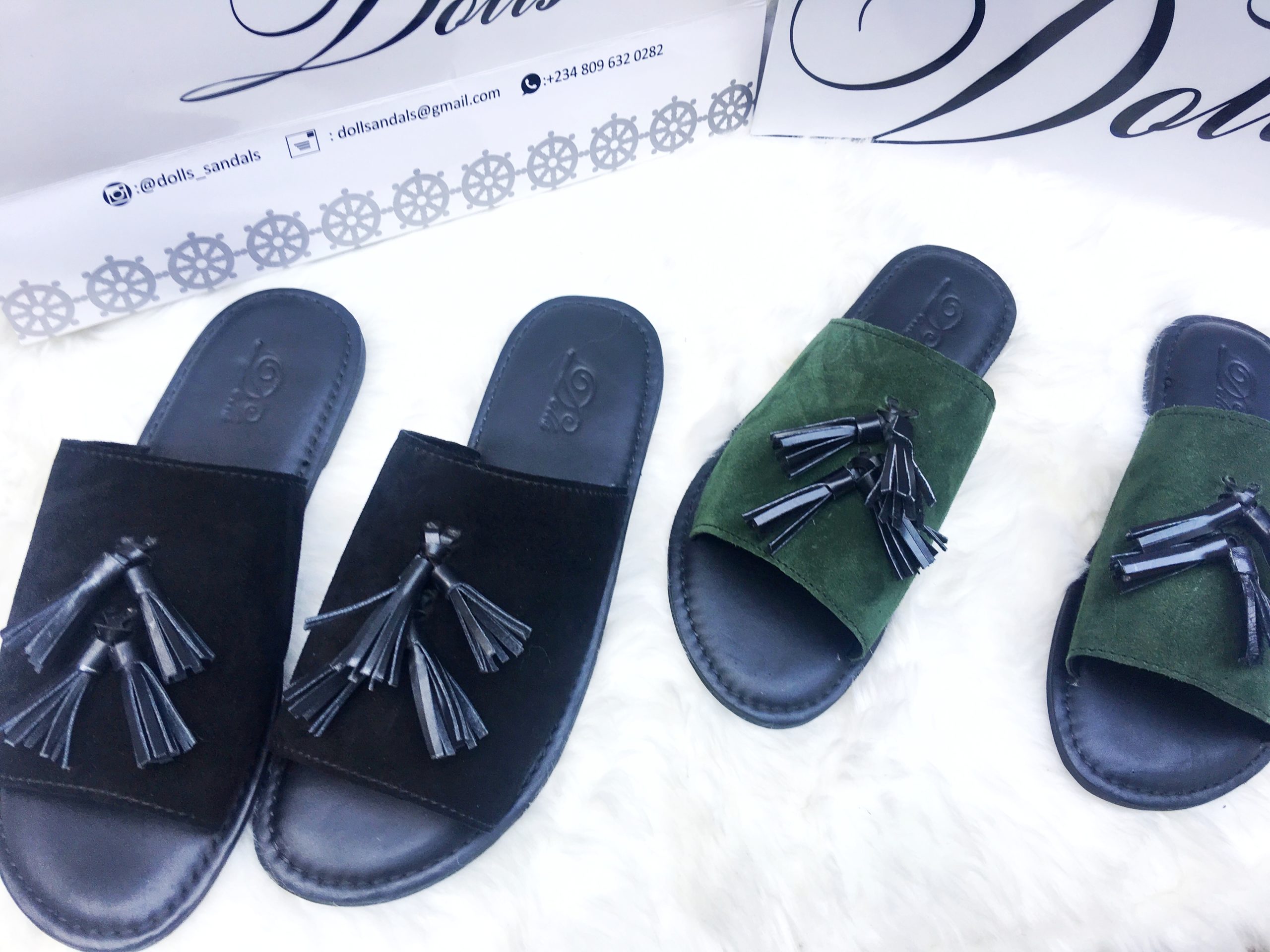 Double Tassels Slides - Dolls Leather Products