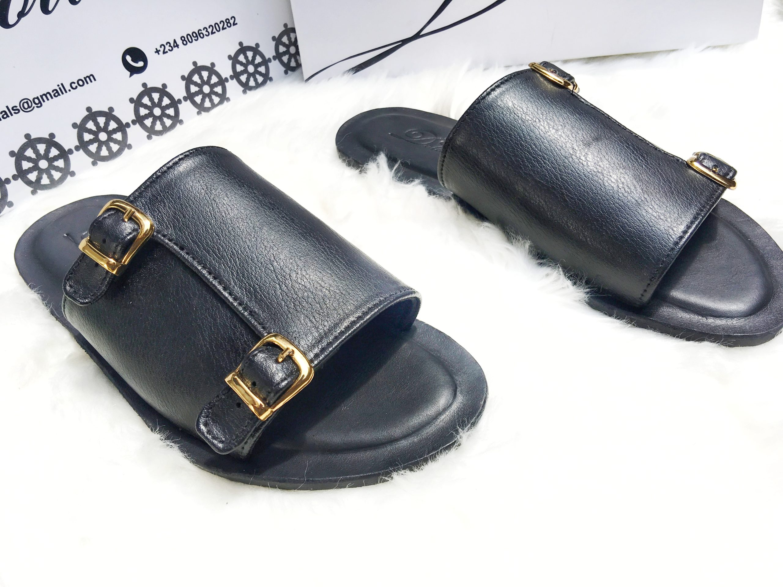 picture of a black leather sandals in Nigeria by Dolls leather products