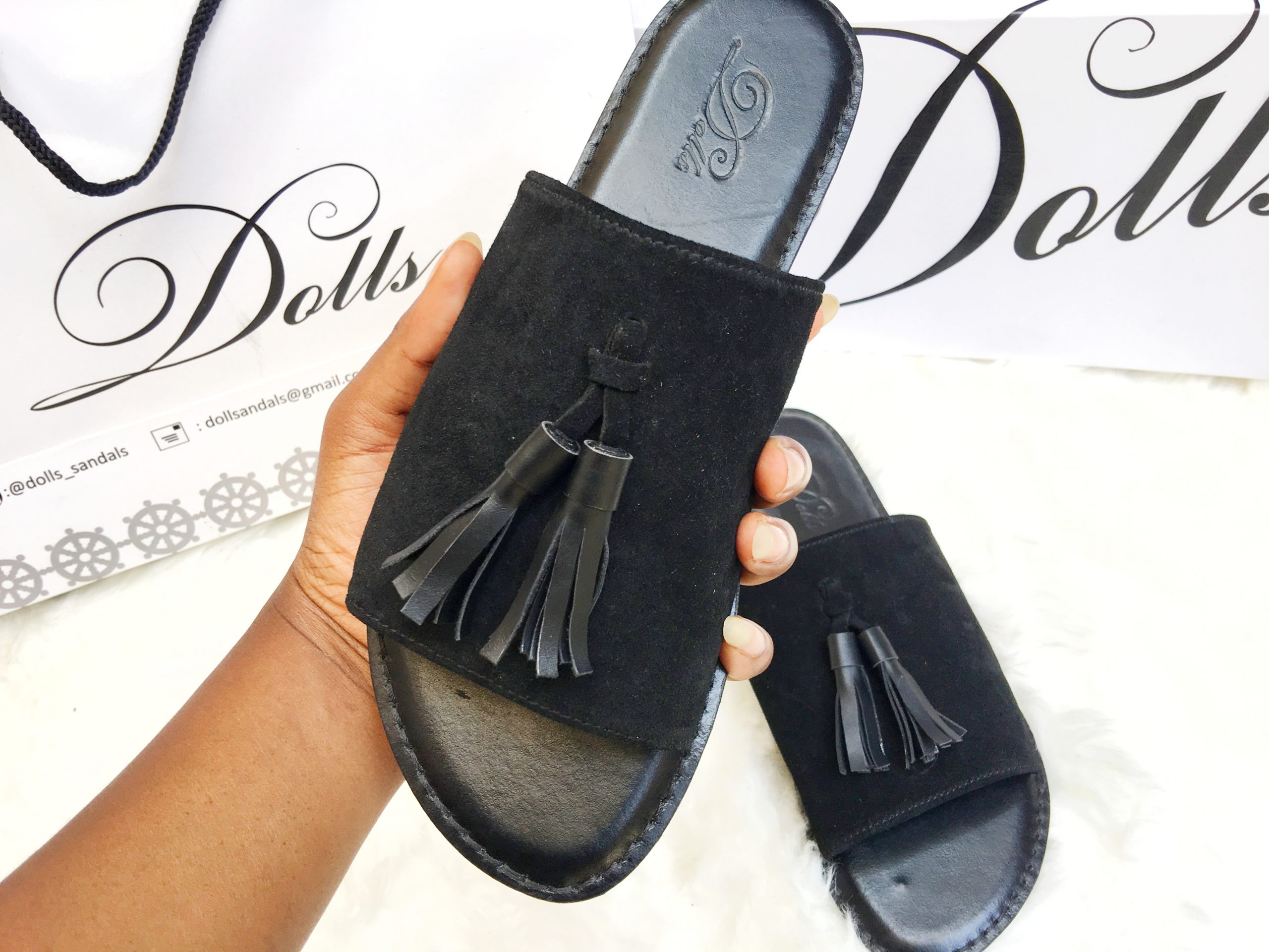 picture of leather sandals with tassels by Dolls leather products
