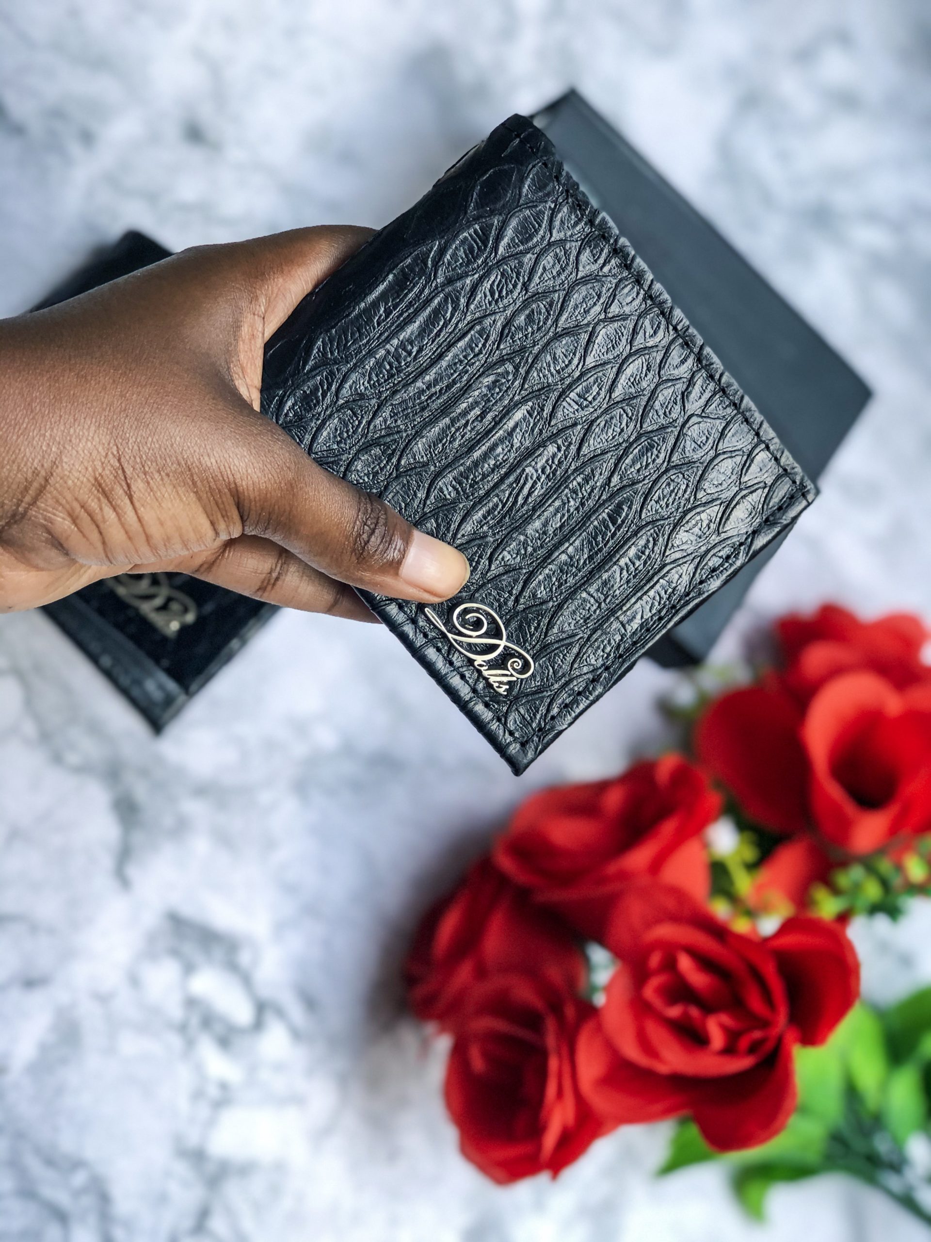 Black fish skin wallet